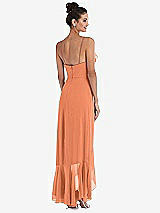 Rear View Thumbnail - Sweet Melon Ruffle-Trimmed V-Neck High Low Wrap Dress