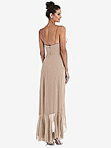 Rear View Thumbnail - Topaz Ruffle-Trimmed V-Neck High Low Wrap Dress