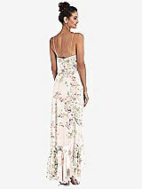 Rear View Thumbnail - Blush Garden Ruffle-Trimmed V-Neck High Low Wrap Dress