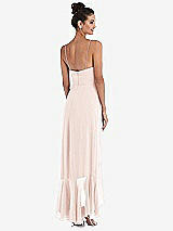 Rear View Thumbnail - Blush Ruffle-Trimmed V-Neck High Low Wrap Dress