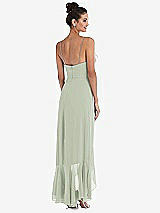 Rear View Thumbnail - Celadon Ruffle-Trimmed V-Neck High Low Wrap Dress