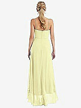 Rear View Thumbnail - Butter Yellow Scoop Neck Ruffle-Trimmed High Low Maxi Dress