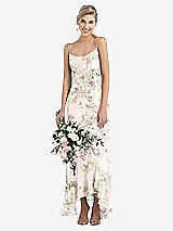 Alt View 1 Thumbnail - Blush Garden Scoop Neck Ruffle-Trimmed High Low Maxi Dress