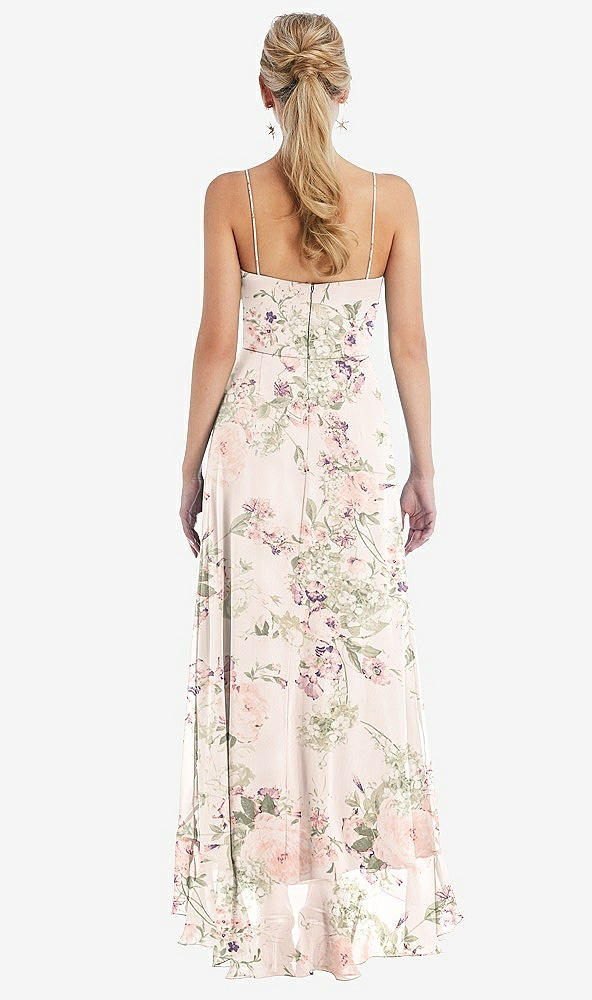 Back View - Blush Garden Scoop Neck Ruffle-Trimmed High Low Maxi Dress