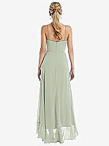 Rear View Thumbnail - Celadon Scoop Neck Ruffle-Trimmed High Low Maxi Dress