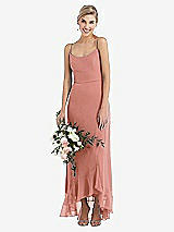 Alt View 1 Thumbnail - Desert Rose Scoop Neck Ruffle-Trimmed High Low Maxi Dress