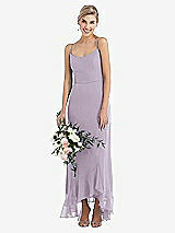 Alt View 1 Thumbnail - Lilac Haze Scoop Neck Ruffle-Trimmed High Low Maxi Dress