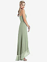 Side View Thumbnail - Sage Scoop Neck Ruffle-Trimmed High Low Maxi Dress