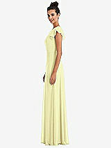 Side View Thumbnail - Butter Yellow Flutter Sleeve V-Keyhole Chiffon Maxi Dress