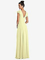 Rear View Thumbnail - Butter Yellow Flutter Sleeve V-Keyhole Chiffon Maxi Dress