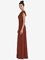 Side View Thumbnail - Auburn Moon Flutter Sleeve V-Keyhole Chiffon Maxi Dress