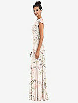 Side View Thumbnail - Blush Garden Flutter Sleeve V-Keyhole Chiffon Maxi Dress