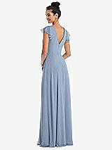 Rear View Thumbnail - Cloudy Flutter Sleeve V-Keyhole Chiffon Maxi Dress