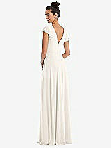 Rear View Thumbnail - Ivory Flutter Sleeve V-Keyhole Chiffon Maxi Dress