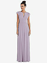 Front View Thumbnail - Lilac Haze Flutter Sleeve V-Keyhole Chiffon Maxi Dress