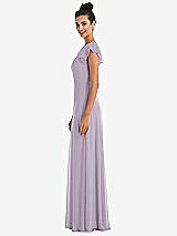 Side View Thumbnail - Lilac Haze Flutter Sleeve V-Keyhole Chiffon Maxi Dress