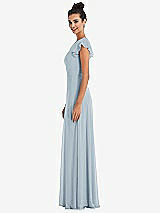 Side View Thumbnail - Mist Flutter Sleeve V-Keyhole Chiffon Maxi Dress