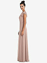 Side View Thumbnail - Neu Nude Flutter Sleeve V-Keyhole Chiffon Maxi Dress