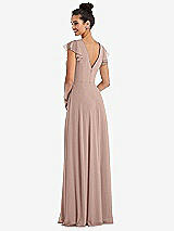 Rear View Thumbnail - Neu Nude Flutter Sleeve V-Keyhole Chiffon Maxi Dress