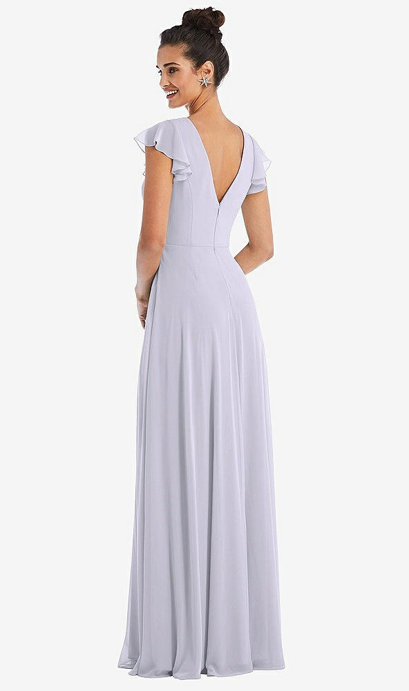 Back View - Silver Dove Flutter Sleeve V-Keyhole Chiffon Maxi Dress