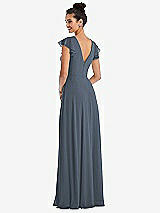 Rear View Thumbnail - Silverstone Flutter Sleeve V-Keyhole Chiffon Maxi Dress