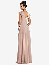 Rear View Thumbnail - Toasted Sugar Flutter Sleeve V-Keyhole Chiffon Maxi Dress