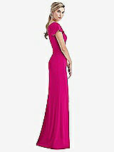 Side View Thumbnail - Think Pink One-Shoulder Cap Sleeve Trumpet Gown with Front Slit