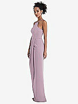 Side View Thumbnail - Suede Rose Halter Draped Tulip Skirt Maxi Dress