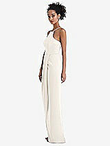 Side View Thumbnail - Ivory Halter Draped Tulip Skirt Maxi Dress