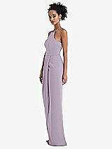 Side View Thumbnail - Lilac Haze Halter Draped Tulip Skirt Maxi Dress