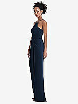 Side View Thumbnail - Midnight Navy Halter Draped Tulip Skirt Maxi Dress