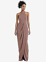 Front View Thumbnail - Sienna Halter Draped Tulip Skirt Maxi Dress