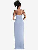 Rear View Thumbnail - Sky Blue Halter Draped Tulip Skirt Maxi Dress