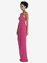 Side View Thumbnail - Tea Rose Halter Draped Tulip Skirt Maxi Dress