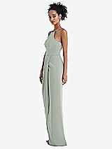 Side View Thumbnail - Willow Green Halter Draped Tulip Skirt Maxi Dress