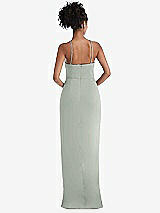 Rear View Thumbnail - Willow Green Halter Draped Tulip Skirt Maxi Dress