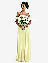 Alt View 2 Thumbnail - Butter Yellow Off-the-Shoulder Ruffle Cuff Sleeve Chiffon Maxi Dress