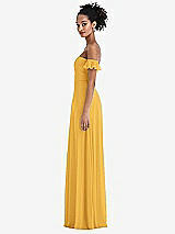 Side View Thumbnail - NYC Yellow Off-the-Shoulder Ruffle Cuff Sleeve Chiffon Maxi Dress