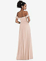 Rear View Thumbnail - Cameo Off-the-Shoulder Ruffle Cuff Sleeve Chiffon Maxi Dress