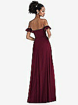 Rear View Thumbnail - Cabernet Off-the-Shoulder Ruffle Cuff Sleeve Chiffon Maxi Dress