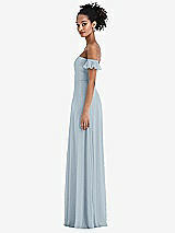 Side View Thumbnail - Mist Off-the-Shoulder Ruffle Cuff Sleeve Chiffon Maxi Dress