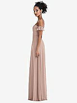 Side View Thumbnail - Neu Nude Off-the-Shoulder Ruffle Cuff Sleeve Chiffon Maxi Dress