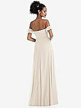 Rear View Thumbnail - Oat Off-the-Shoulder Ruffle Cuff Sleeve Chiffon Maxi Dress