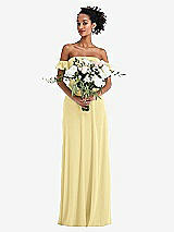 Alt View 2 Thumbnail - Pale Yellow Off-the-Shoulder Ruffle Cuff Sleeve Chiffon Maxi Dress