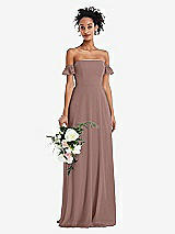 Alt View 1 Thumbnail - Sienna Off-the-Shoulder Ruffle Cuff Sleeve Chiffon Maxi Dress