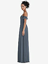 Side View Thumbnail - Silverstone Off-the-Shoulder Ruffle Cuff Sleeve Chiffon Maxi Dress