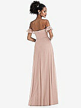 Rear View Thumbnail - Toasted Sugar Off-the-Shoulder Ruffle Cuff Sleeve Chiffon Maxi Dress