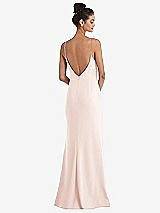 Rear View Thumbnail - Blush Open-Back High-Neck Halter Trumpet Gown