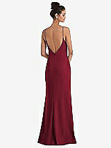 Rear View Thumbnail - Burgundy Open-Back High-Neck Halter Trumpet Gown