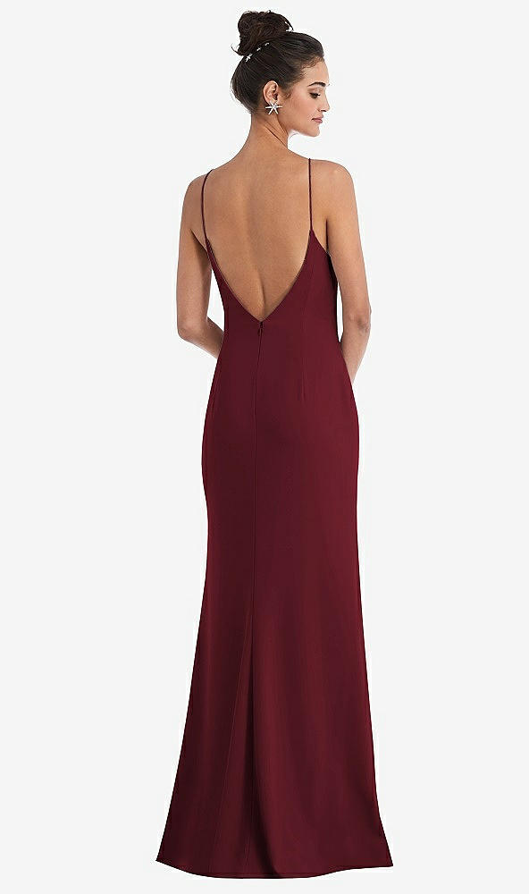 Back View - Cabernet Open-Back High-Neck Halter Trumpet Gown